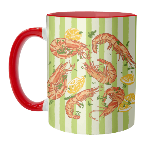 Shrimp with Lemons and Herbs - unique mug by EZbie