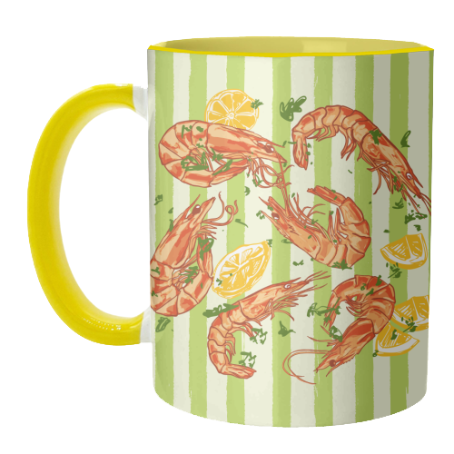 Shrimp with Lemons and Herbs - unique mug by EZbie
