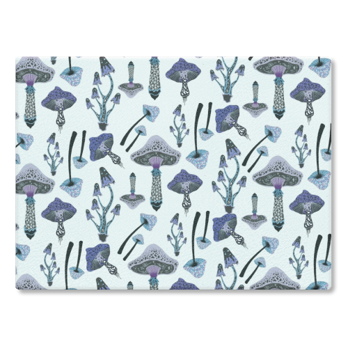 Shrooms - glass chopping board by grace williams