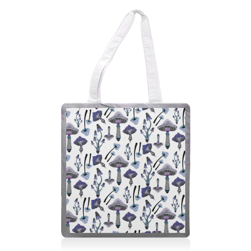 Shrooms - printed canvas tote bag by grace williams