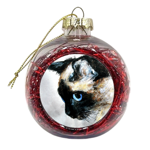 Siamese Cat - xmas bauble by James Jefferson Peart
