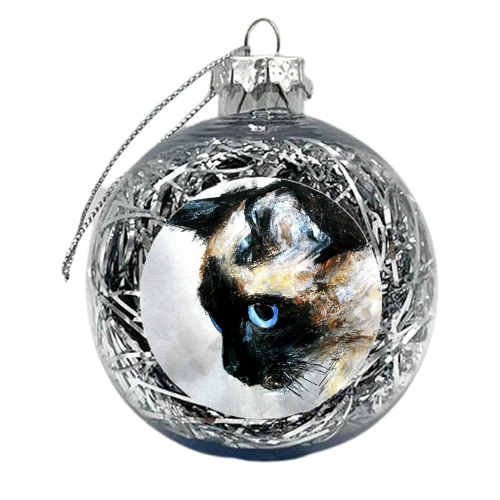 Siamese Cat - xmas bauble by James Jefferson Peart