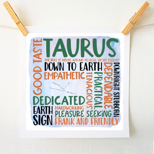 Signs Of The Zodiac - Taurus - A1 - A4 art print by All About Words Designs