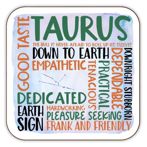 Signs Of The Zodiac - Taurus - personalised beer coaster by All About Words Designs
