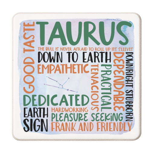 Signs Of The Zodiac - Taurus - personalised beer coaster by All About Words Designs