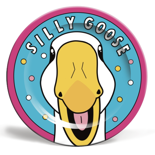 Silly Goose Illustration - ceramic dinner plate by Drawings by Firefly