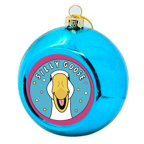 Silly Goose Illustration - colourful christmas bauble by Drawings by Firefly