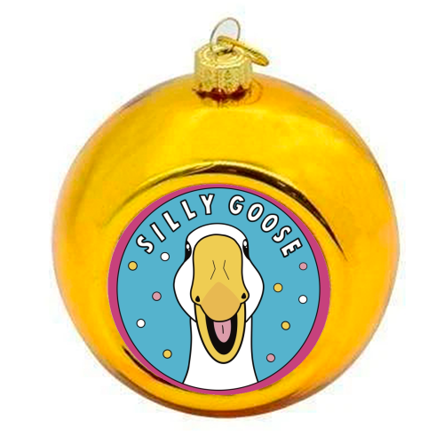 Silly Goose Illustration - colourful christmas bauble by Drawings by Firefly