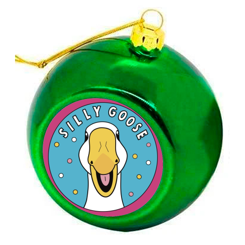 Silly Goose Illustration - colourful christmas bauble by Drawings by Firefly