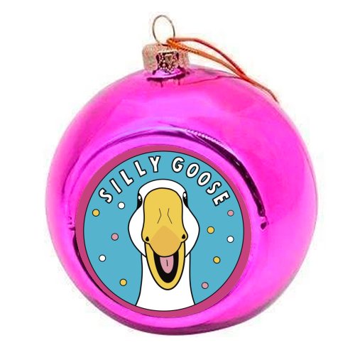 Silly Goose Illustration - colourful christmas bauble by Drawings by Firefly