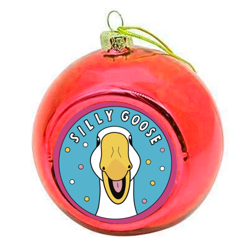 Silly Goose Illustration - colourful christmas bauble by Drawings by Firefly