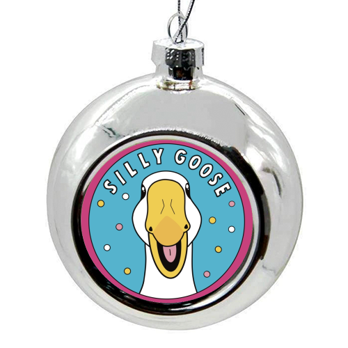 Silly Goose Illustration - colourful christmas bauble by Drawings by Firefly