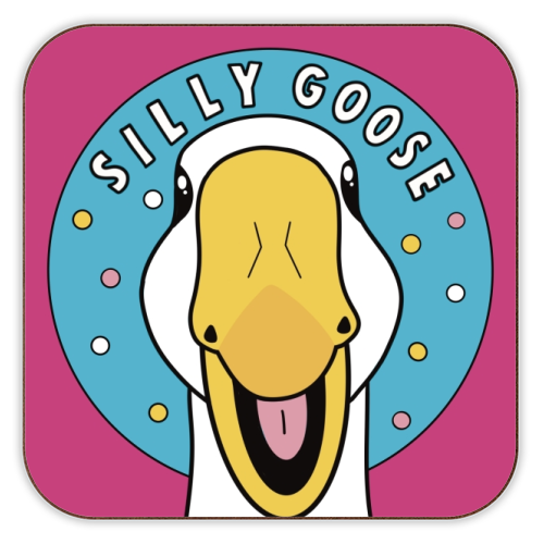 Silly Goose Illustration - personalised beer coaster by Drawings by Firefly