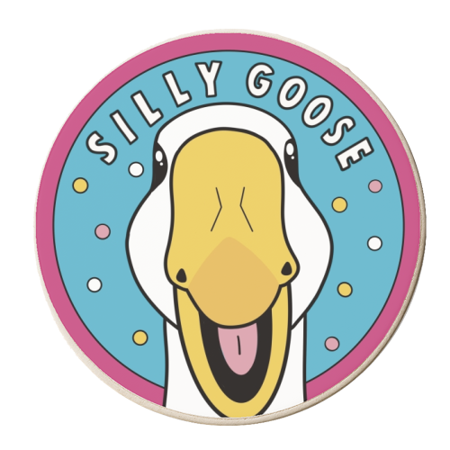 Silly Goose Illustration - personalised beer coaster by Drawings by Firefly