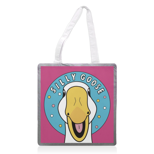 Silly Goose Illustration - printed canvas tote bag by Drawings by Firefly