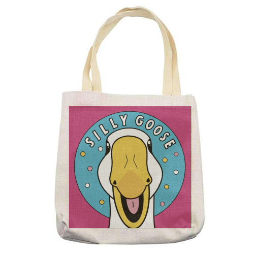 Silly Goose Illustration - printed canvas tote bag by Drawings by Firefly