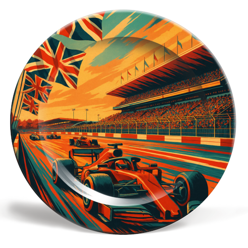 Silverstone Track - ceramic dinner plate by Lilly Rose
