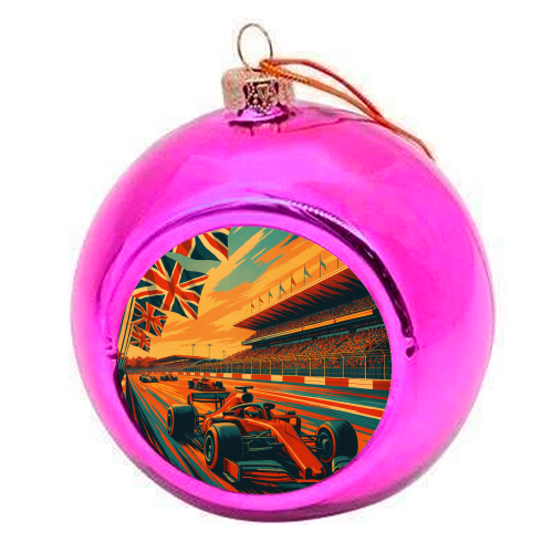 Silverstone Track - colourful christmas bauble by Lilly Rose