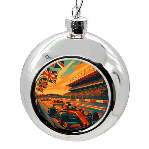 Silverstone Track - colourful christmas bauble by Lilly Rose