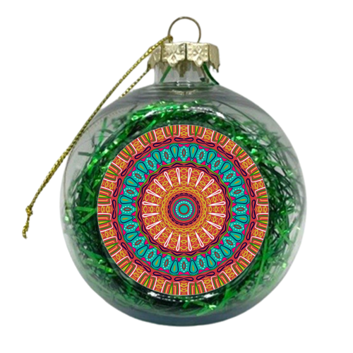 Simple Mandala African Art Inspiration - xmas bauble by Kirsten Star