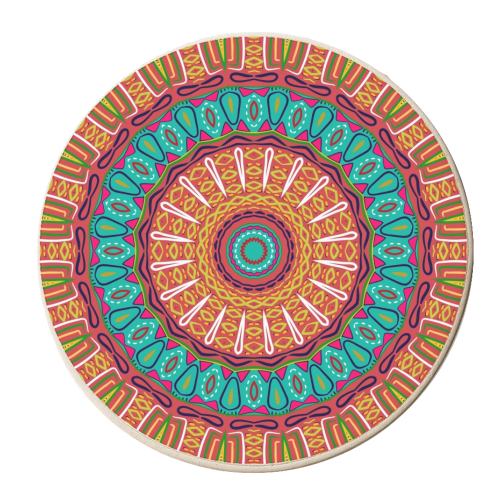 Simple Mandala African Art Inspiration - personalised beer coaster by Kirsten Star