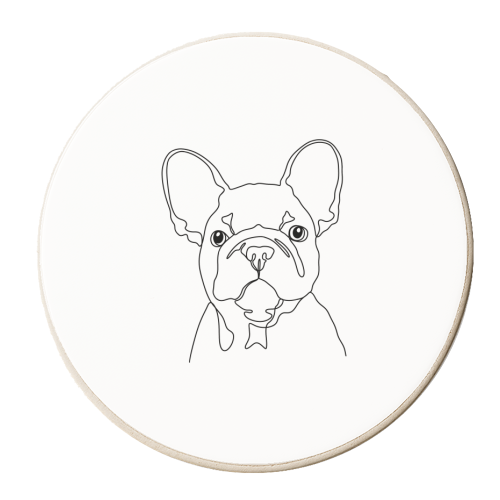Single line French bulldog illustration - personalised beer coaster by The Girl Next Draw