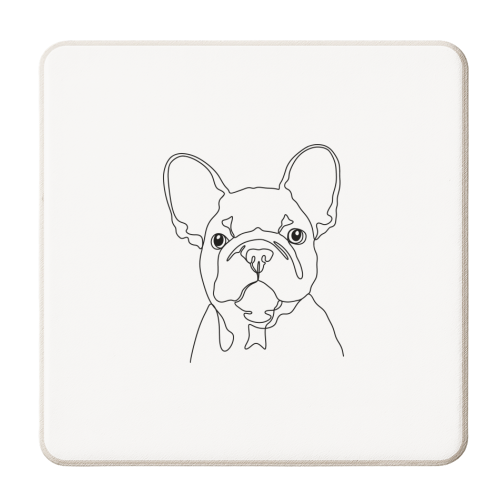 Single line French bulldog illustration - personalised beer coaster by The Girl Next Draw