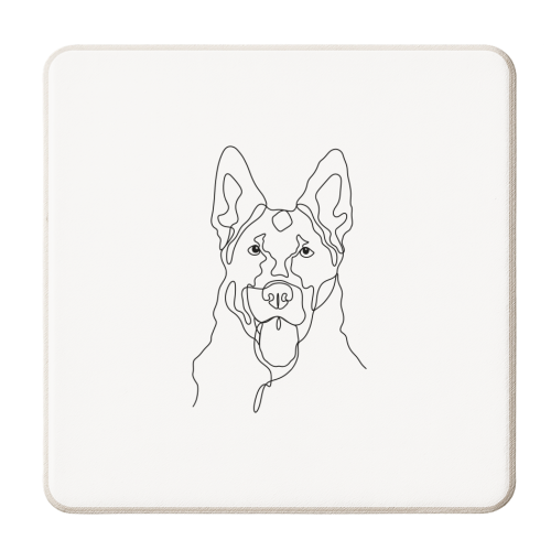 Single line German shepherd illustration - personalised beer coaster by The Girl Next Draw