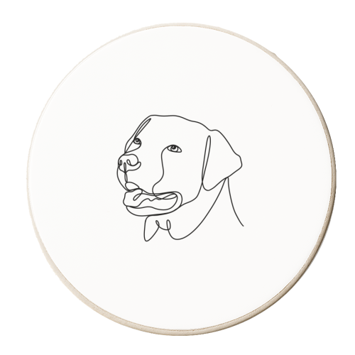 Single line Labrador retriever illustration - personalised beer coaster by The Girl Next Draw