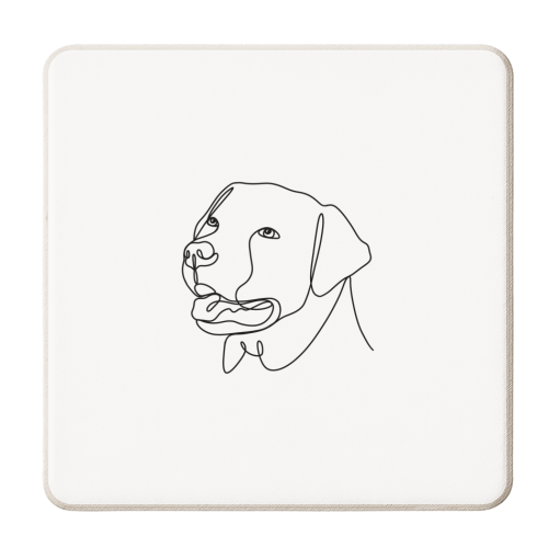 Single line Labrador retriever illustration - personalised beer coaster by The Girl Next Draw