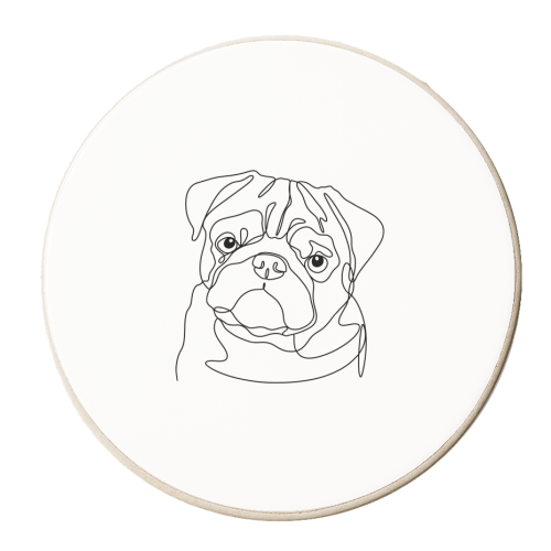 Single line pug illustration pug - personalised beer coaster by The Girl Next Draw