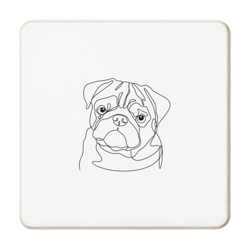 Single line pug illustration pug - personalised beer coaster by The Girl Next Draw