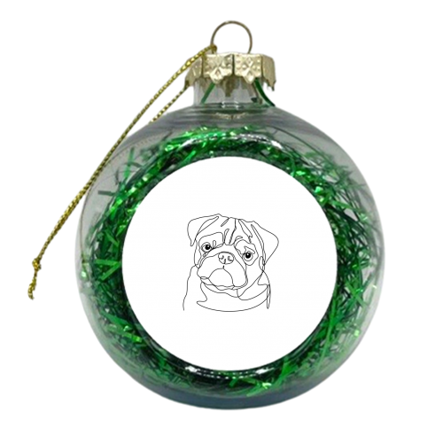 Single line pug illustration pug - xmas bauble by The Girl Next Draw