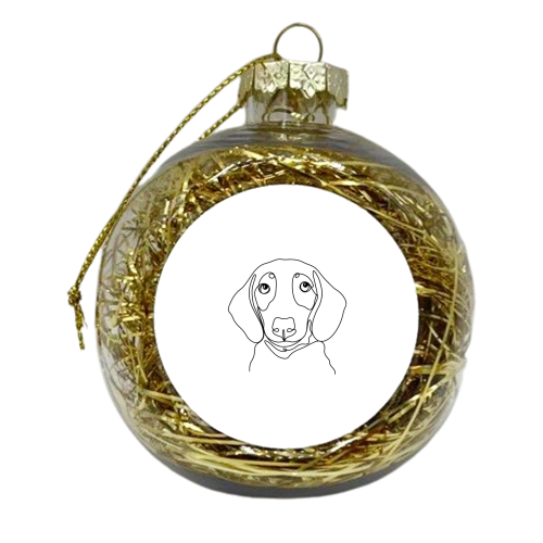 Single line sausage dog illustration - xmas bauble by The Girl Next Draw