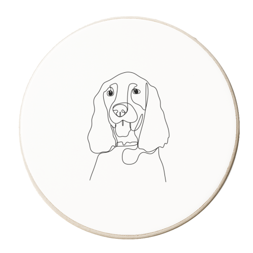 Single line spaniel illustration - personalised beer coaster by The Girl Next Draw