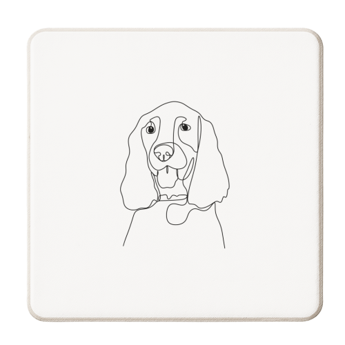 Single line spaniel illustration - personalised beer coaster by The Girl Next Draw