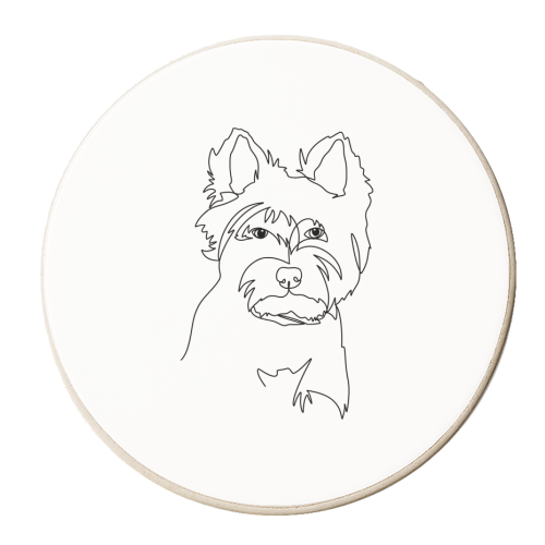 Single line west highland terrier illustration - personalised beer coaster by The Girl Next Draw