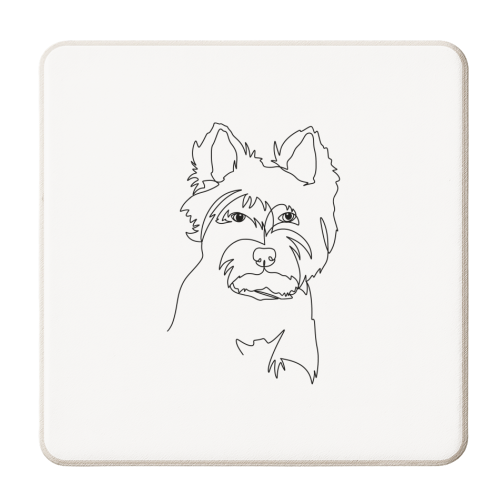 Single line west highland terrier illustration - personalised beer coaster by The Girl Next Draw