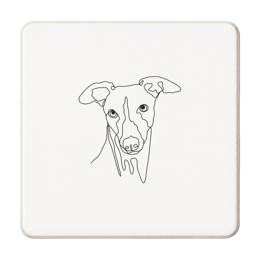 Single line whippet illustration - personalised beer coaster by The Girl Next Draw
