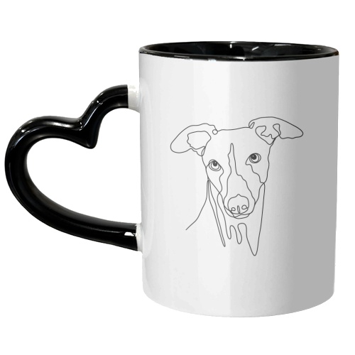 Single line whippet illustration - unique mug by The Girl Next Draw