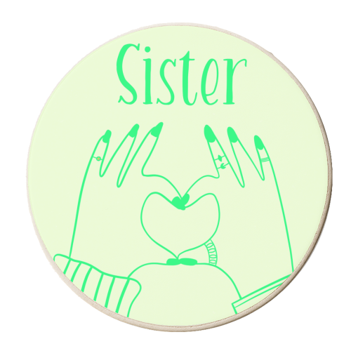 Sister Love - personalised beer coaster by Lisa Wardle