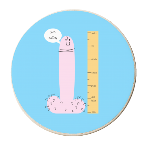 Size Matters - personalised beer coaster by Adam Regester