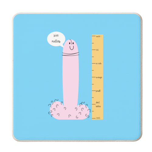 Size Matters - personalised beer coaster by Adam Regester