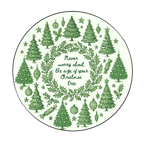 Size of your Christmas Tree - Circle Sticker by Lilly Rose