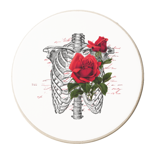 skeleton rose - personalised beer coaster by haris kavalla