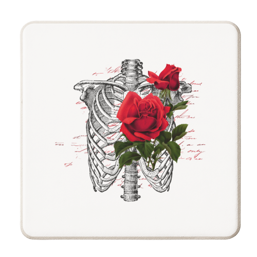 skeleton rose - personalised beer coaster by haris kavalla