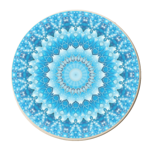 Sky Blue Mandala - personalised beer coaster by Kirsten Star
