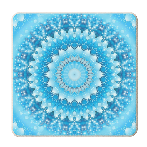 Sky Blue Mandala - personalised beer coaster by Kirsten Star