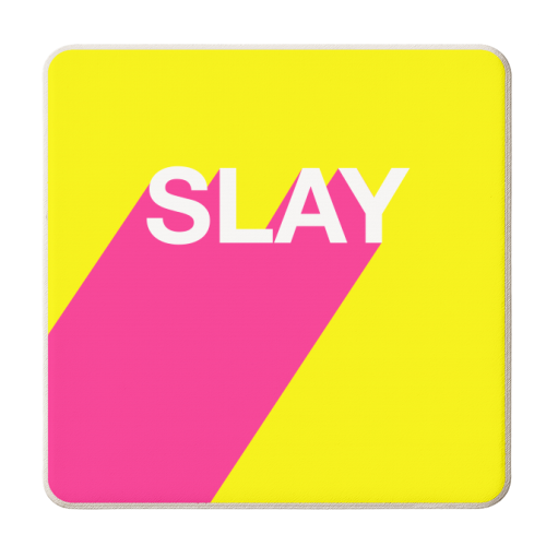 Slay - personalised beer coaster by Adam Regester