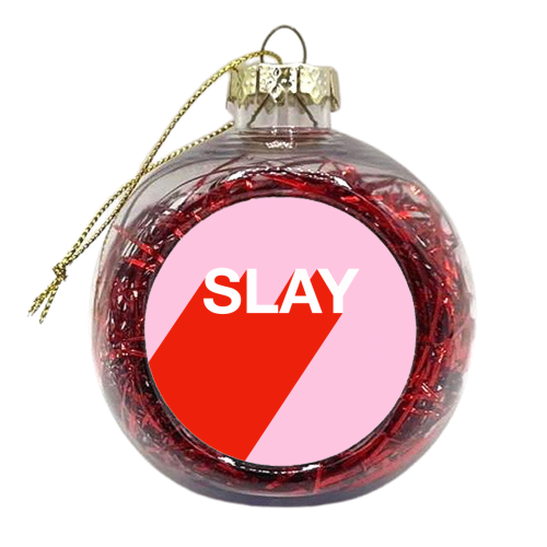 Slay Typographic Design - xmas bauble by Adam Regester